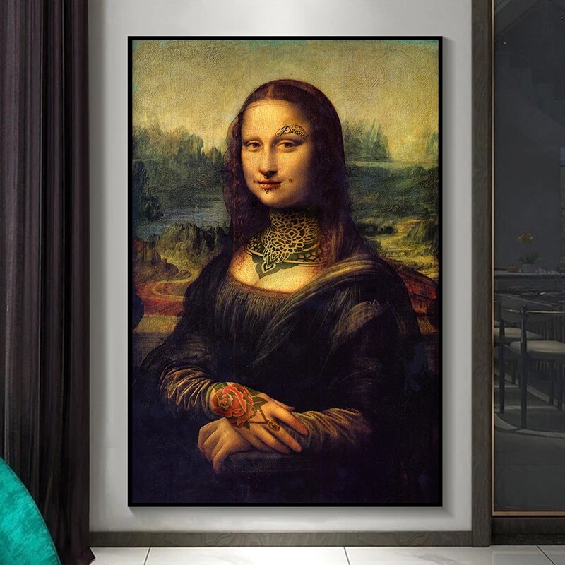 Inked Canvas Art ( Mona Lisa)