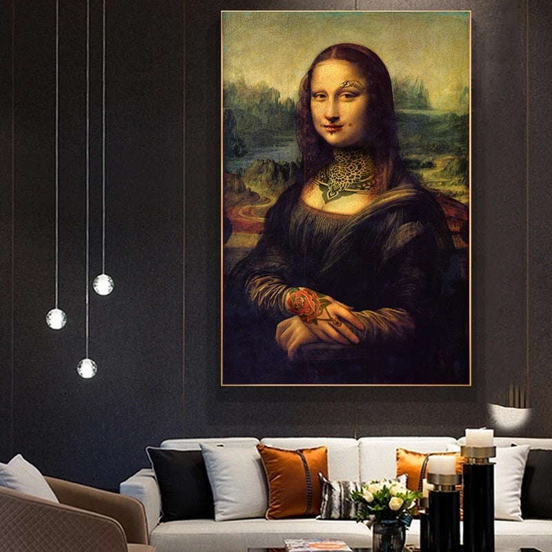 Inked Canvas Art ( Mona Lisa)